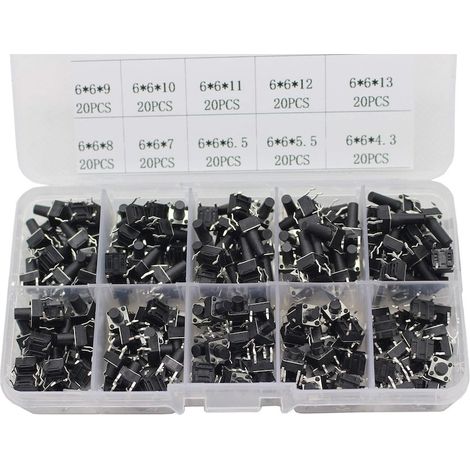 Set de 200 micro-interrupteurs avec bouton tactile, 6x6mm, polyvalent et pratique, pour un usage quotidien (1/5)