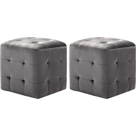 Puf 2 unidades terciopelo gris 30x30x30 cm vidaXL