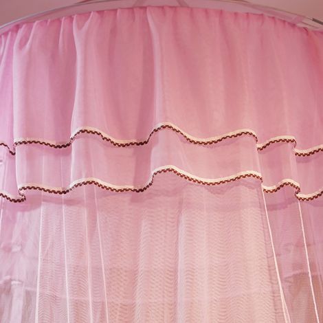 Moustiquaire de lit ronde respirante en dentelle style princesse (rose) (1/5)