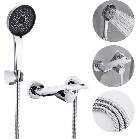 Set di accessori per doccia a cascata, lussuoso sistema doccia per vasca da bagno, soffione doccia 2 in 1 e ugello a cascata, corpo in ottone di alta qualità