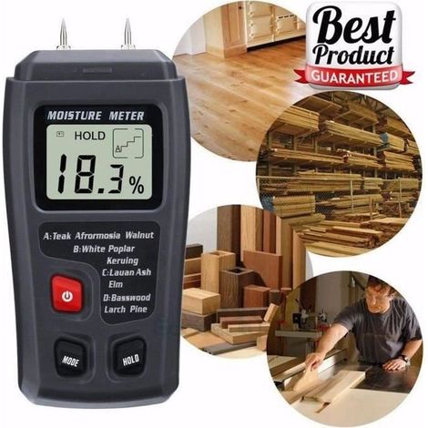 Humidimètre Numérique 0-99.9% 2 Pins pour Bois - Testeur d'Humidité (1/4)