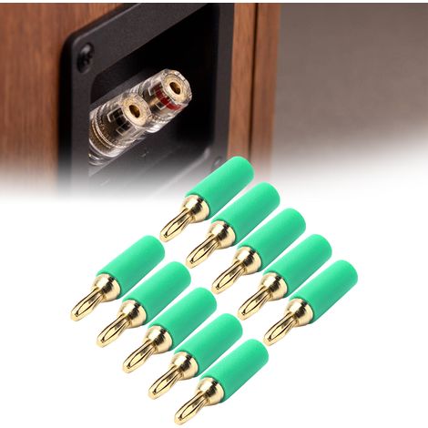 Fiche banane en laiton plaqué or de 2,5 mm, type à quatre feuilles, longueur totale de 25 mm, trou de queue de 3,5 mm, support de fiche soudable, 10007 vert. (1/5)