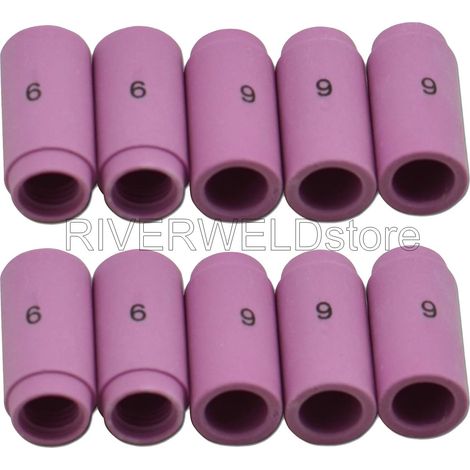 Accessoires de chalumeau de soudure TIG - Gobelets céramiques de buse en alumine - 13N10, 6, Orifice 9,5mm - Adaptés pour PTA, DB, SR, WP 9, 17, 18, 20, 25, 26 - Pack de 10 (1/5)