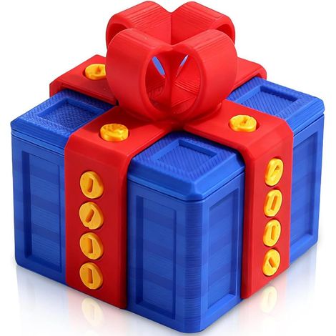 Scherzgeschenkbox mit Schrauben, 3D-gedrucktes silbernes Puzzle (8x8 cm), originelle und lustige Halloween-Geschenkidee (1/5)