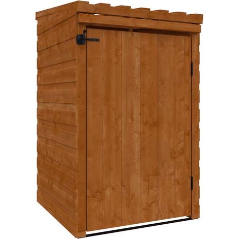 Single Single Bin Store 12mm Shed - L80.9 x W78.4 x H131.2 cm - Solid Wood/Softwood/Pine - Burnt Orange