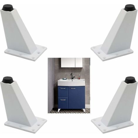 Alliage d'Aluminium 4 Pièces Pieds Réglables Meubles Jambes Cuisine Jambes Worktop Bar TV Bureau Table Jambes Pieds Meubles Canapé Table Armoires éTagèRes(white 10cm) (1/5)