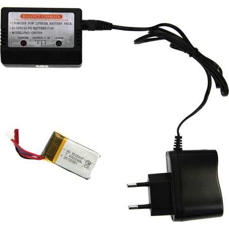 Kit de chargement drone avec batterie LiPo 7.4V 600mAh et chargeur (1/2)
