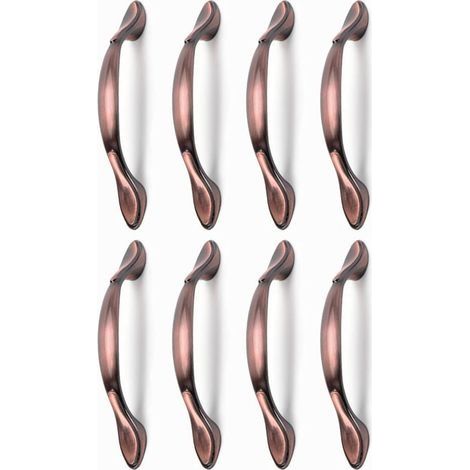 8 pcs Vintage Poignées de Porte de Meubles, Poignées d’Armoire Vintage en Forme d’Arc Poignée Tirer Meubles (Entraxe des trous 96 mm, bronze rouge) (1/4)