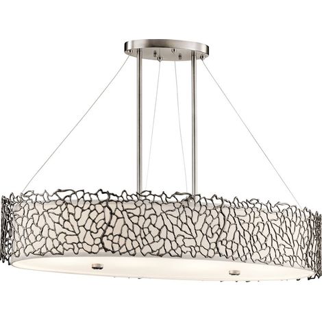 Elstead Coral - 4 Luci Ovali Soffitto Isola Pendente Bar Peltro, Corallo Argento, E27 (1/5)