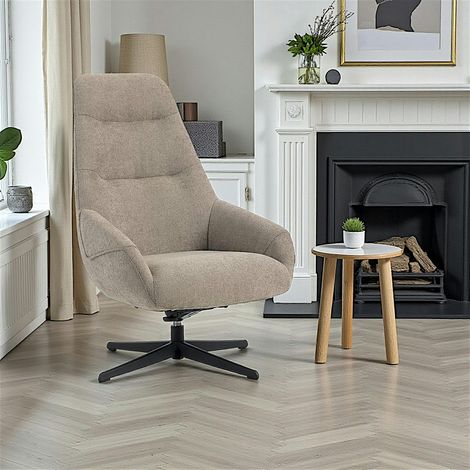Fauteuil relax pivotant tissu taupe IENA