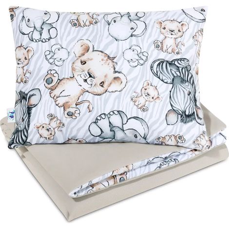 Ropa de cama con relleno: edredón de 75×100 cm y almohada de 30×40 cm - Safari capuchino - algodón/terciopelo (1/4)