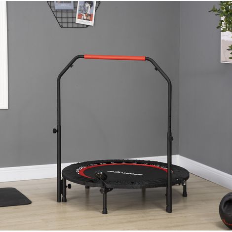Mini trampolín fitness 102 cm de acero negro con pantalla LCD, plegable – MEUBLIV (1/5)