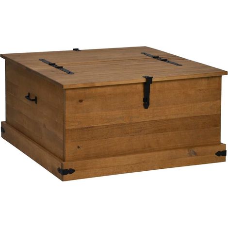 Coffre de rangement HALDEN 91x91x47 cm bois massif pin (1/5)