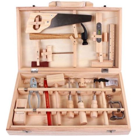 Set Di Strumenti Per I Bambini Strumento Casella Di Manutenzione Strumenti Da Falegname Rulli, Smontaggio E Montaggio, Scatola In Legno Multifunzionale 16 Pezzi (1/5)