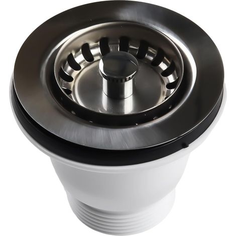 1 Kit de bonde d'évier, Acier inoxydable, Diamètre 85 mm, Panier-filtre, Pour évier de cuisine