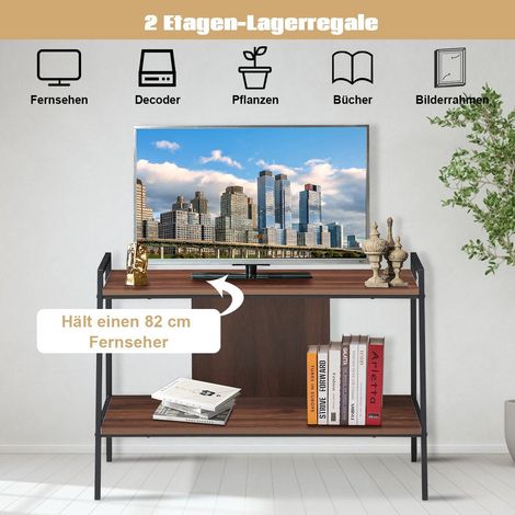 Mueble para TV Centro de entretenimiento para TV Estante para TV de 2 niveles para televisores de hasta 32 pulgadas en nogal