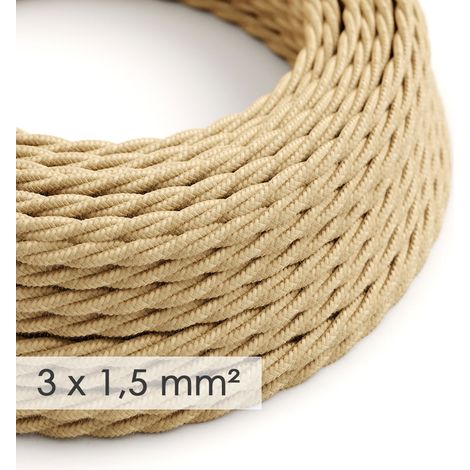 Creative-Cables Cavo elettrico in tessuto, Sezione 3x1,50, 1 m, Juta TN06, Trecciato