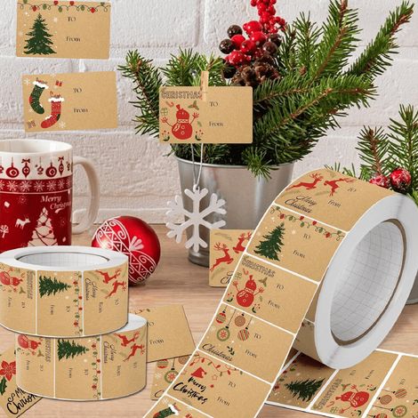 Etiquettes Cadeaux Noel - Papier Cuivre 210 Pièces - 75 x 40 mm - Pour Emballage Cadeaux Famille Femme Homme Enfant - Usage Intérieur (1/5)