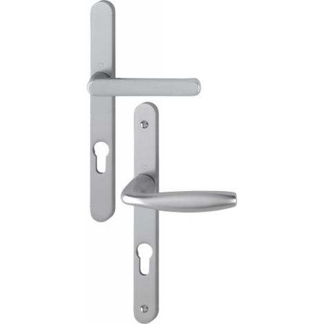 Hoppe – Ensemble de béquille plaque étroite New York – Aluminium blanc 9016 – Épaisseur de porte 68 à 77 mm – Carré 8 mm – Entraxe 195 mm