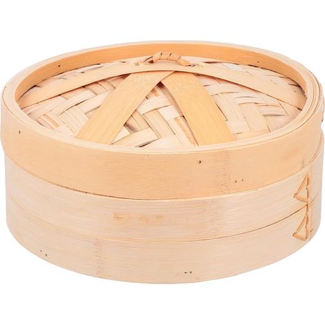 Panier vapeur fait main avec couvercle, 22,3 cm, pour raviolis et dim sum, ustensile de cuisine asiatique traditionnel (1/5)