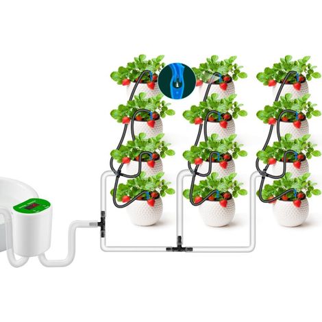 Automatic watering system for potted plants, watering system for indoor plants, self-watering system, programmable timer with drip irrigation kit for 12 plants. (1/5)