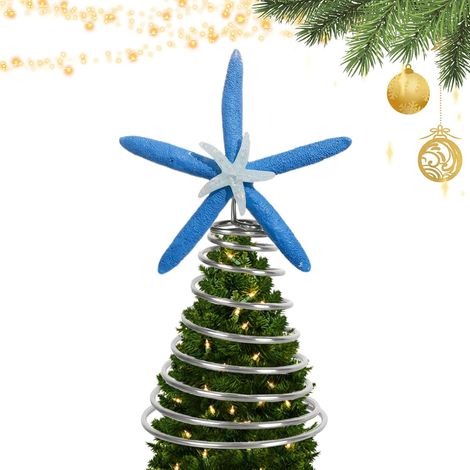 CCYKXA Weihnachtsbaumsterne, Seestern-Weihnachtsbaumschmuck für den Außenbereich, Seestern-Baumspitze als Mittelpunkt für den Innenbereich (1/5)