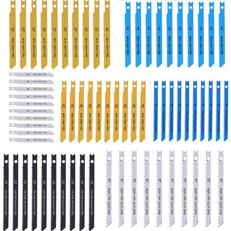 Jeu de 70 Lames de Scie Sauteuse, Lames à Tige en U en Acier à Haute Teneur en Carbone 6 8 10 14 18 24 32TPI avec Trou de Poignée en U, Coupe du Bois, du Plastique et du Métal (1/5)