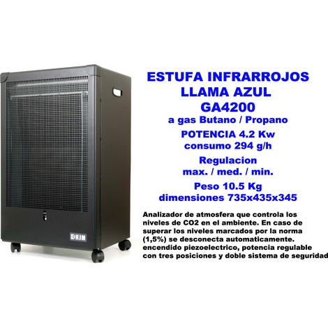 Stufa a gas HJM 4,2 kW modello GA4200 colore blu 810x470x365