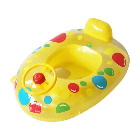 Bouée gonflable pour bébés et enfants, style estival, en PVC, motif dessin animé, idéale pour la piscine et les vacances, en forme de bateau.
