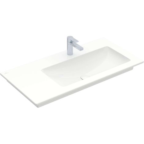 Piani di lavoro, 1000 x 500 mm, Rettangolare, per rubinetteria 3 fori, foro centrale forato, senza troppopieno, I modelli senza troppopieno devono essere dotati di piletta non chiudibile, Porcellana (1/5)