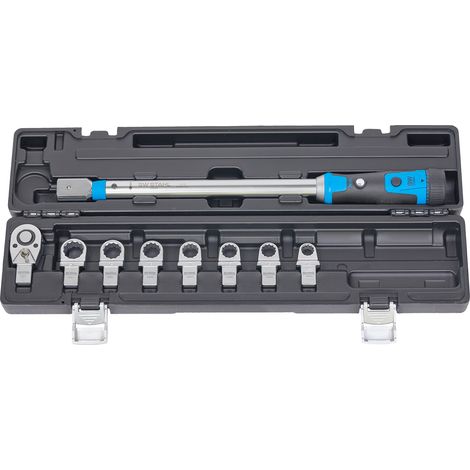 SW-Stahl 03880L Profi Drehmomentschlüssel Satz mit Einsteckvierkant 14x18 mm 40-200 Nm 9-teilig I Einsteck-Umschaltknarre 1/2 Zoll und Einsteck-Ringschlüssel 13, 15, 16, 17, 18, 19, 21 mm (1/3)