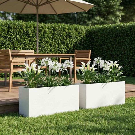 vidaXL Macetero de Jardín 2 uds. Blanco 100 x 30 x 50 cm (1/5)