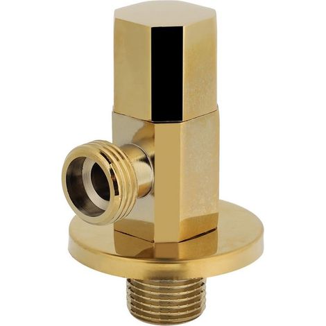 Vanne angle laiton doré – vanne arrêt – contrôle eau – salle bain – robinet (1/5)