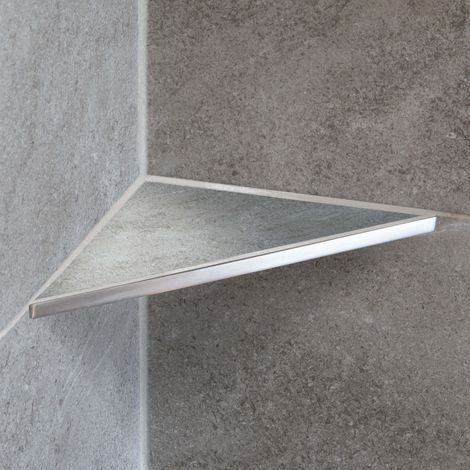 Dalsys Tablette de douche à carreler sans percer 205mm x 205mm Argent Étagère de douche Angle à monter ultérieurement, acier inoxydable résistant à la corrosion (1/5)
