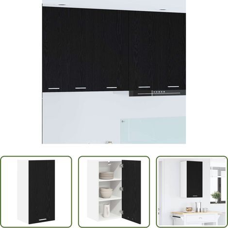 Holzschrank - Hängeschrank Riga Schwarze Eiche und Weiß 40 x 31 x 80 cm (1/5)
