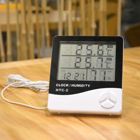 Digitales ABS-Thermometer-Hygrometer mit 4 HD-Anzeigefenstern, hoher Empfindlichkeit, Echtzeit-Temperatur- und Feuchtigkeitsmessung, -20 °C bis +60 °C, kompakt und benutzerfreundlich (1/5)
