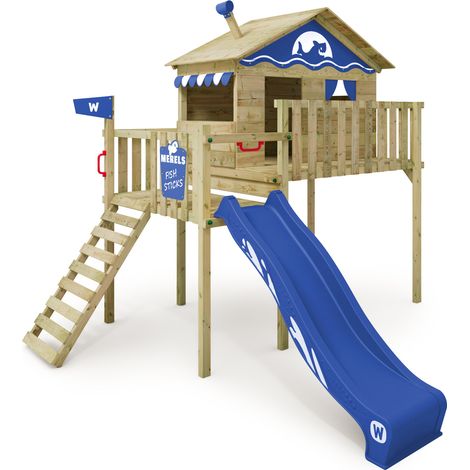 Spielturm Wickey Smart Wave mit Rutsche und Sandkasten in Blau