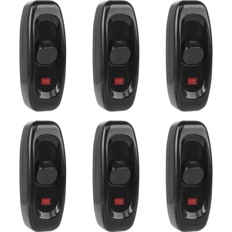 6-polige Zwischenschalter, 10 A 250 V, Schalter für Tischlampen, Schalter für Beleuchtungskabel (schwarz)