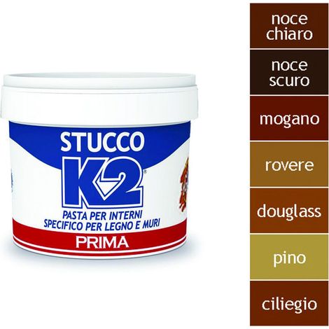 K2 Stucco Colorato in Pasta per Legno in Barattolo 0,500 kg Pino 12 Pezzi