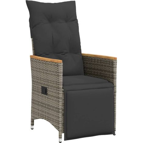 Maison Exclusive - Sedia Reclinabile da Giardino con Cuscini Grigia in Polyrattan