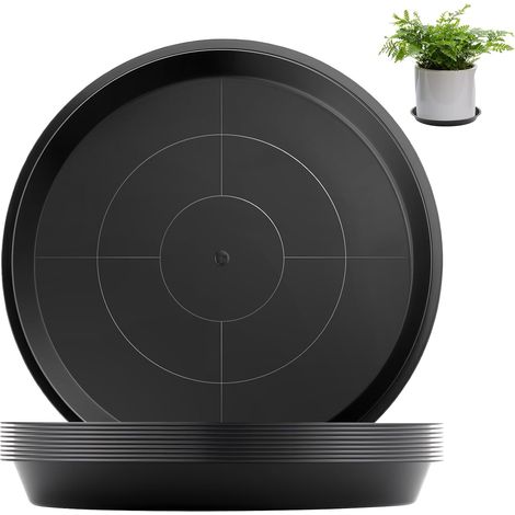 10 Pièces Coupelle Pot de Fleur Soucoupe sous Pot Fleur 14cm Rond Noir Soucoupes pour Pots de Fleurs Jardiniere pour Plantes D'intérieur et D'extérieur (1/5)