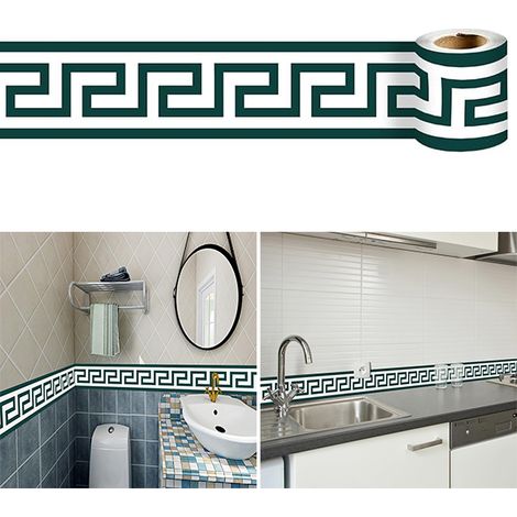 Bordure de papier peint autocollante à décoller et à coller, bordure décorative pour plafond de maison, 10 cm x 10 m, vert (1/5)