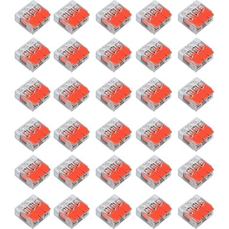 Borne de connexion 3 fils 0,14 à 4 mm², Compacts Rapide Cosses, Transparent Modèle Compact, Connecteur Electrique, Installation pour Projets Électriques, Maison, Entreprises (1/5)