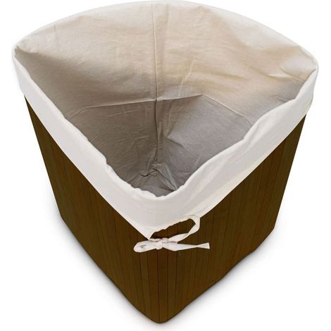 Cesto portabiancheria pieghevole pieghevole con borsa triangolare 65 cm bambù marrone 1300019026