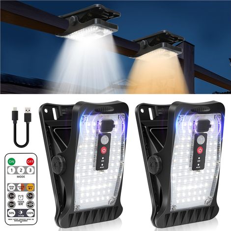 2 lampes solaires pour extérieur, 2 pièces de lampes solaires avec clip avec détecteur de mouvement, 70 LED, 3 températures de couleur (1/5)