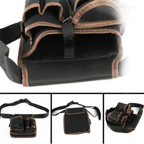 Sac à outils multifonctionnel, sac banane, coffret d'outils d'électricien, perceuse, sac banane, clé, tournevis, sacs à outils, organiseur (1/4)