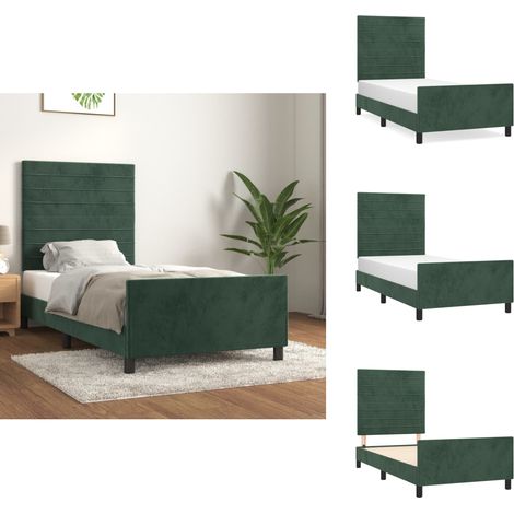 Bettgestell ohne Matratze Dunkelgrün 90x190 cm Samt - Samtbettwäsche - Bettsofa - Boxspringbett - Hochbett - Jugendzimmer (1/5)