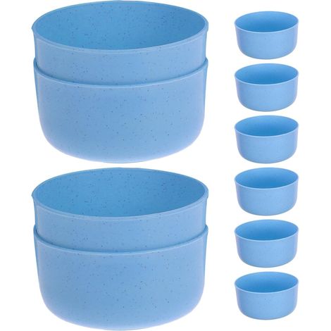 Lot 10 bols réutilisables en plastique bleu, pour les soupes et les céréales, pour les repas en famille. Contenants alimentaires (1/5)