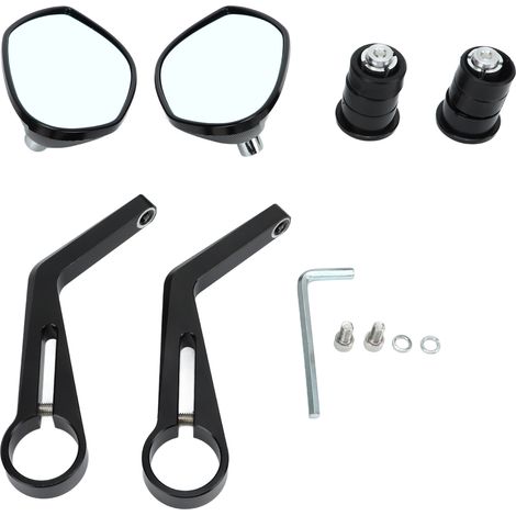 Rétroviseur universel pour guidon de moto 22 mm 7/8" avec verre bleu anti-éblouissement pour Honda, Yamaha, Kawasaki, Ducati et Suzuki (noir) (1/5)