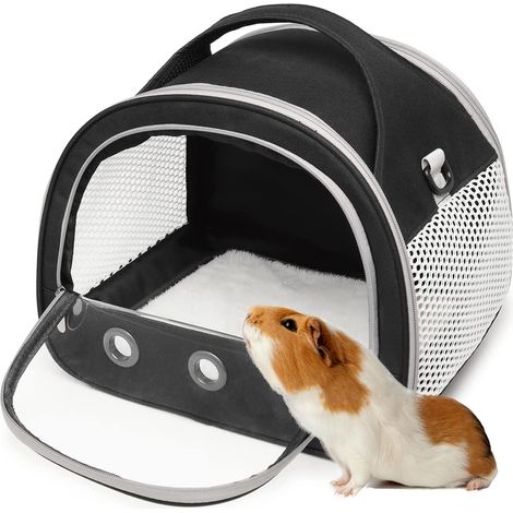 1 Sac de transport pour petits animaux, fenêtre transparente, tissu Oxford respirant, avec sangle réglable pour voyage extérieur